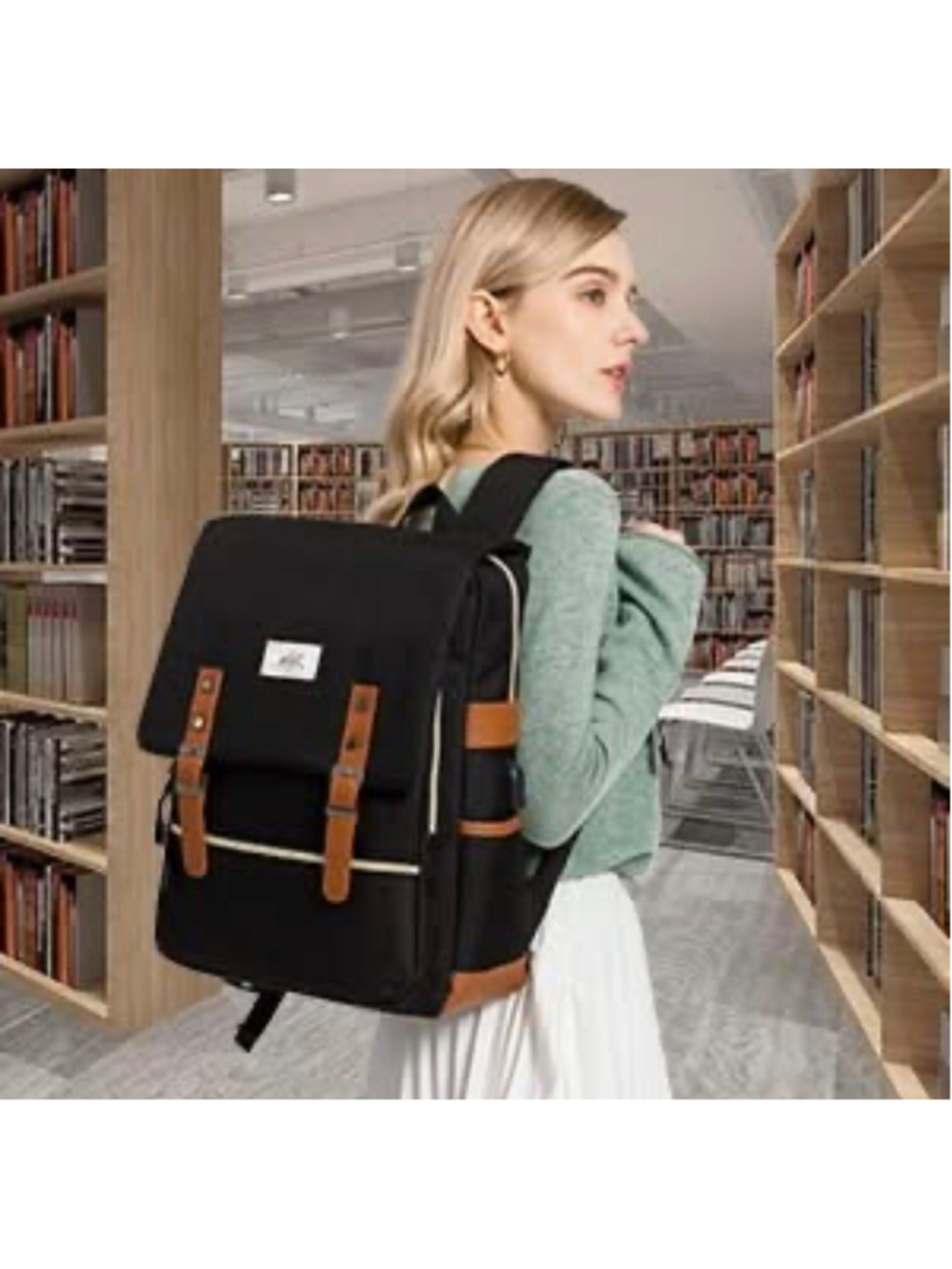 WoWang Waterproof Vintage-Style Backpack One Size Black and Brown